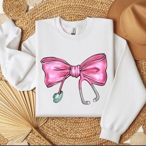 Coquette Bow/Stethoscope Crew Neck Nurse Sweatshirt
